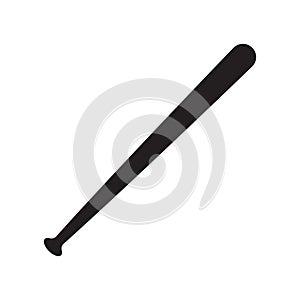 Vector flat black baseball bat icon on white background