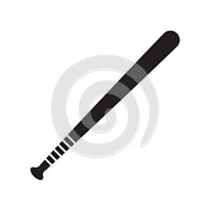 Vector flat black baseball bat icon on white background