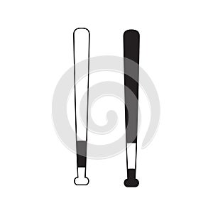Vector flat black baseball bat icon on white background