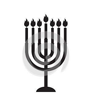 Vector flat black Hanukah candles silhouette icon