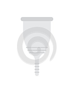 Vector flat cartoon gray woman menstrual cup