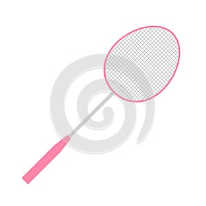 Vector flat cartoon pink badminton racket