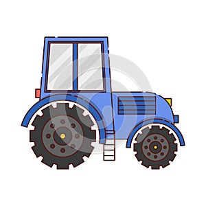 Vector flat cartoon tractor on white background