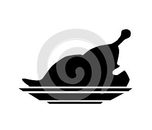 Vector flat chicken on plate icon isolated.