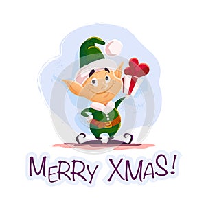 Vector flat christmas santa claus elf character portrait .