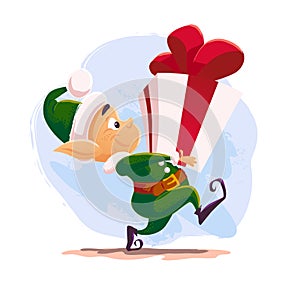 Vector flat christmas santa claus elf character portrait .