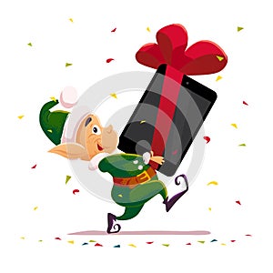 Vector flat christmas santa claus elf character portrait isolated.