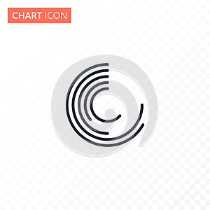Vector flat circle modern chart diagram illustration. Simple black color icon isolated on white to transparent background. Concept