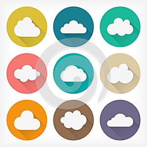 Vector flat clouds icons set. Material design.