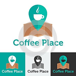 Vector flat coffee shop or cafe logo set