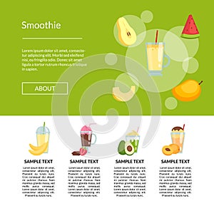 Vector flat color smoothie page template illustration
