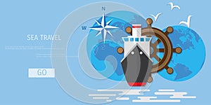 Vector flat concept of World travel and tourism.