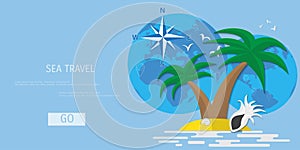 Vector flat concept of World travel and tourism.