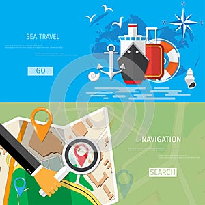 Vector flat concept of World travel and tourism.