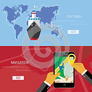 Vector flat concept of World travel and tourism.