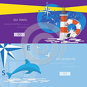 Vector flat concept of World travel and tourism.