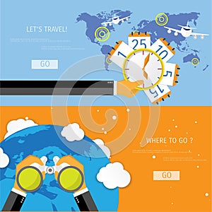 Vector flat concept of World travel and tourism.