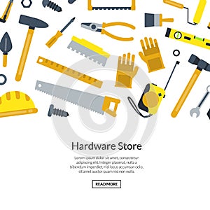 Vector flat construction tools background illustration