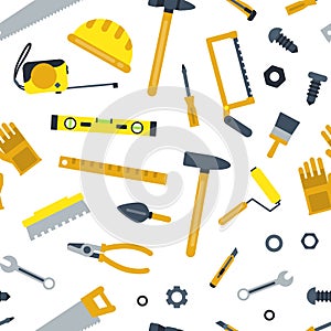 Vector flat construction tools pattern or background illustration
