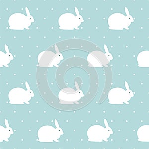 Vector flat Cute Rabbit illustration seamless pattern background.