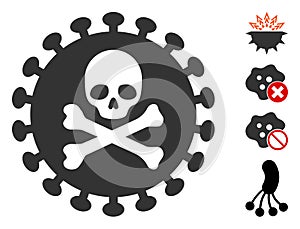 Vector Flat Death Virus Icon with Bonus Icons