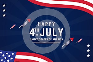 Vector flat design of American day 4th of July background