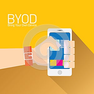 Vector flat design concept of BYOD