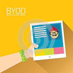 Vector flat design concept of BYOD