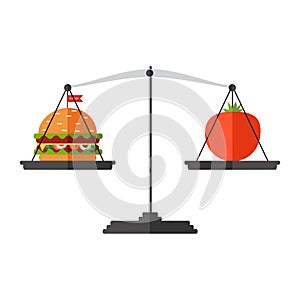 Vector. Flat design. Concept of weight loss, healthy lifestyle