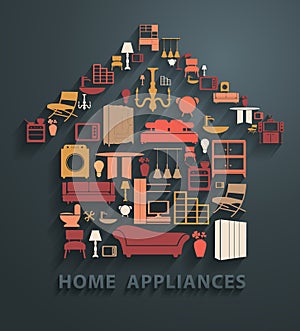 Vector flat design concepts home appliances icons