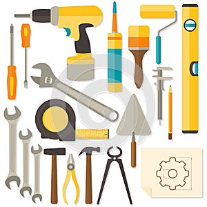 Vector flat design DIY and home renovation tools