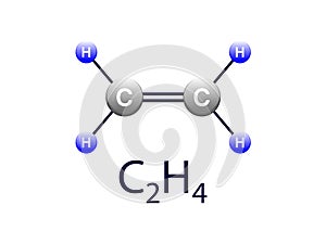Vector flat design of Ethylene Chemical Compound Formula C2H4