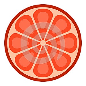 Vector Flat Design Icon Round Slice of Grapefruit