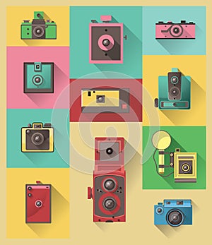 Vector flat design icon of vintage camera