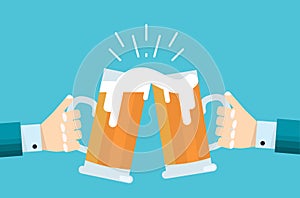 Vector flat design illustration of celebration with beer