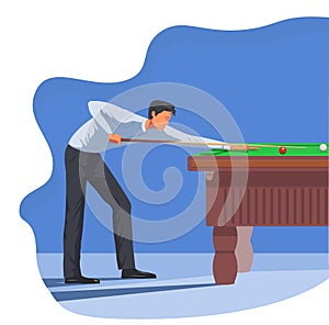 Vector flat design illustration of snooker game process photo