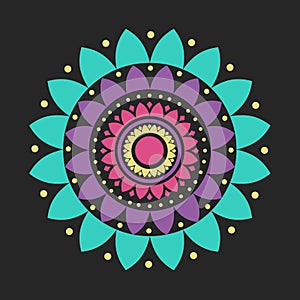 Vector Flat Design Lotus Mandala Illustration Symbol