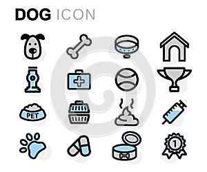 Vector flat dog icons set