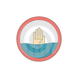 Vector flat drowner warning sign