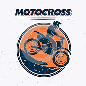 Vector flat dynamic extreme sport illustration with moto free style rider silhouette.