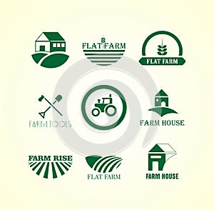 Vector of Flat Farm Logo, Farm Logo Collection