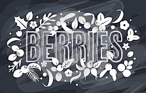 Vector flat flowers and berries background, creative color pattern.