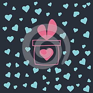 Vector flat giftbox illustration with heart.