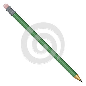 Vector Flat Green Pencil with Eraser