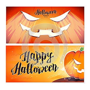 Vector flat halloween card, advertisement, banner, poster, placard, party invitation, flayer design.