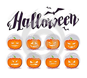 Vector flat halloween card, advertisement, banner, poster, placard, party invitation, flayer design.