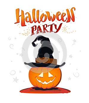 Vector flat halloween card, advertisement, banner, poster, placard, party invitation, flayer design.