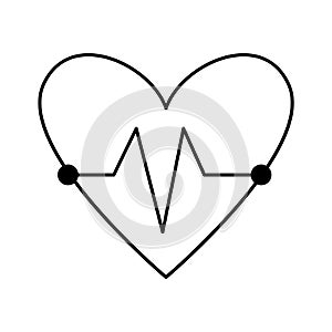 Vector flat heart rate icon outline. Medical symbol line art picture isolated on white background. Healthcare, research and