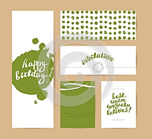 Vector flat holiday hand drawn creative cards.