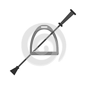 Vector flat horse equestrian stirrup and whip